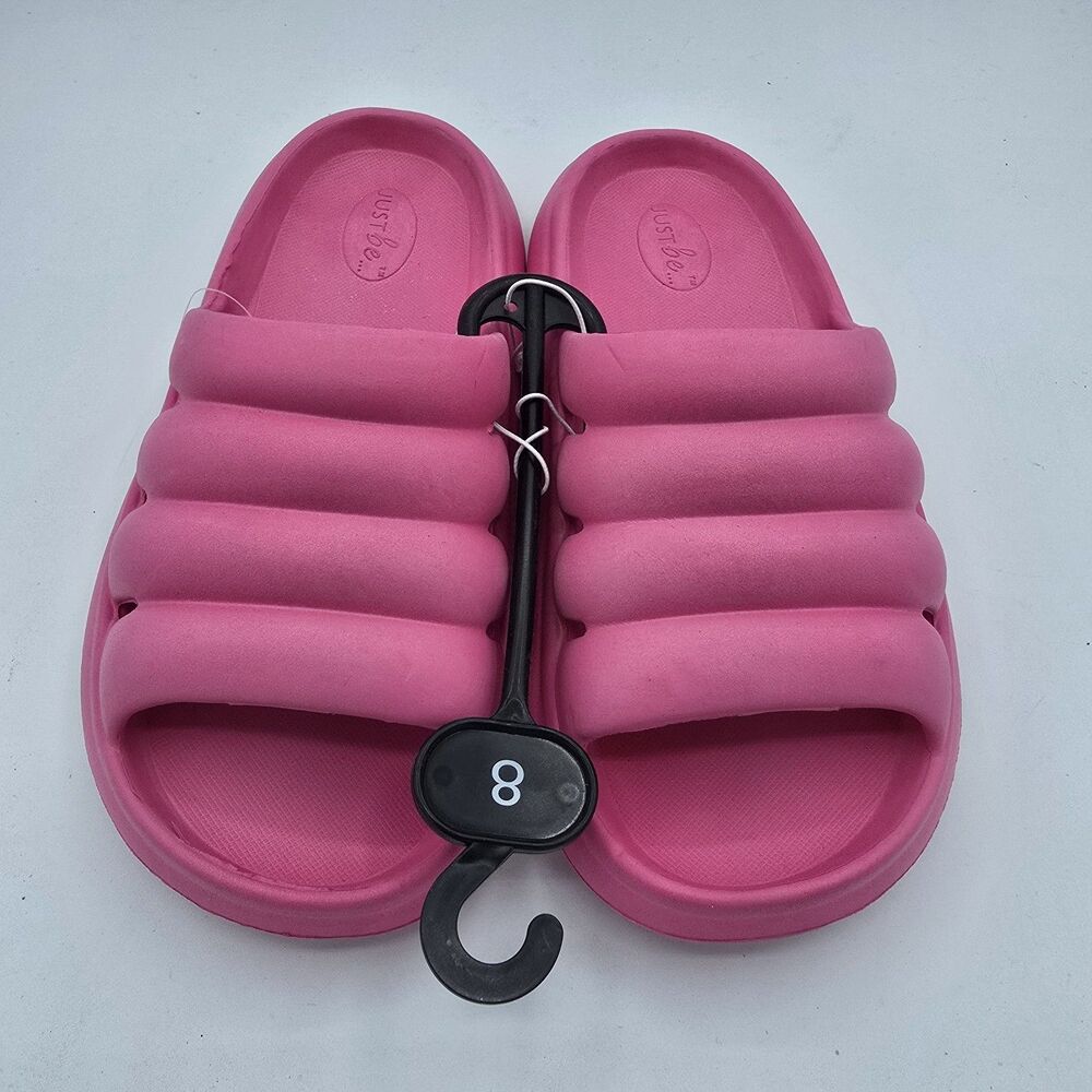 New With Tags Women's US 8 Just Be Neon Pink Lightweight SlipOn Slides Sandal